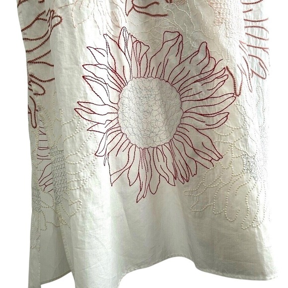 SILVIA TCHERASSI Mayfair embroidered red sunflowers boho maxi tunic dress L - Picture 10 of 14
